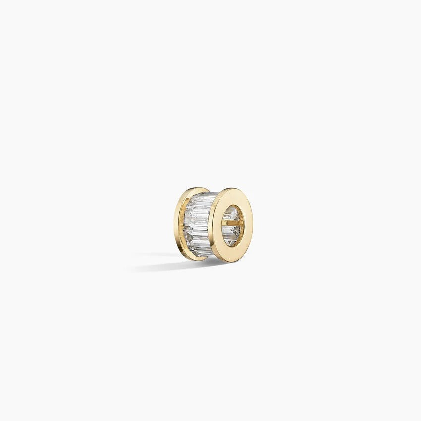 14K Gold Cylindrical Spacer Bead with Baguette Diamonds