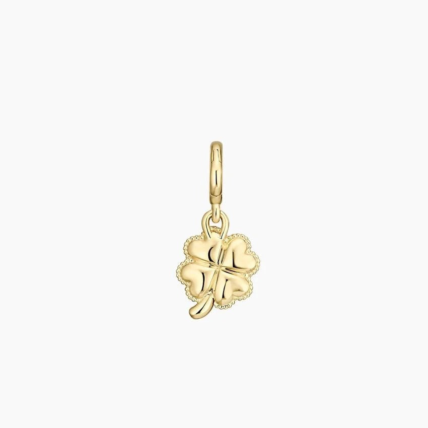 14K Gold Four Leaf Clover Diamond Charm