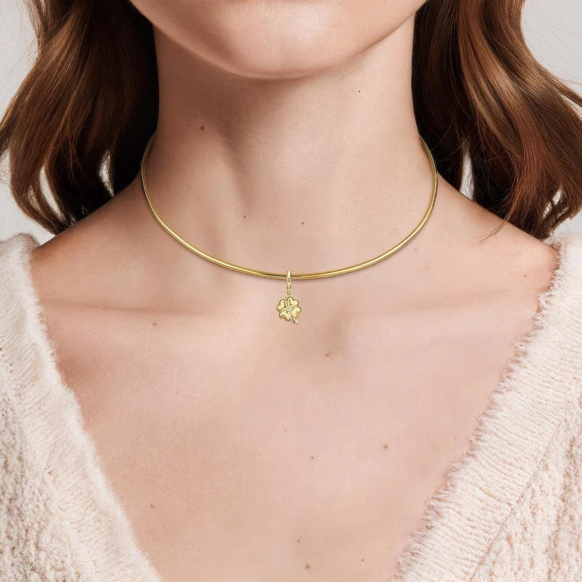 14K Gold Four Leaf Clover Diamond Charm