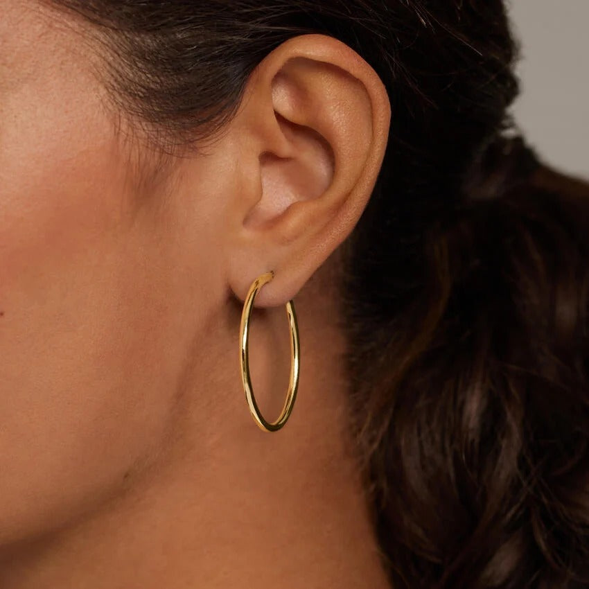 14K Gold Polished Large Hoop Earrings