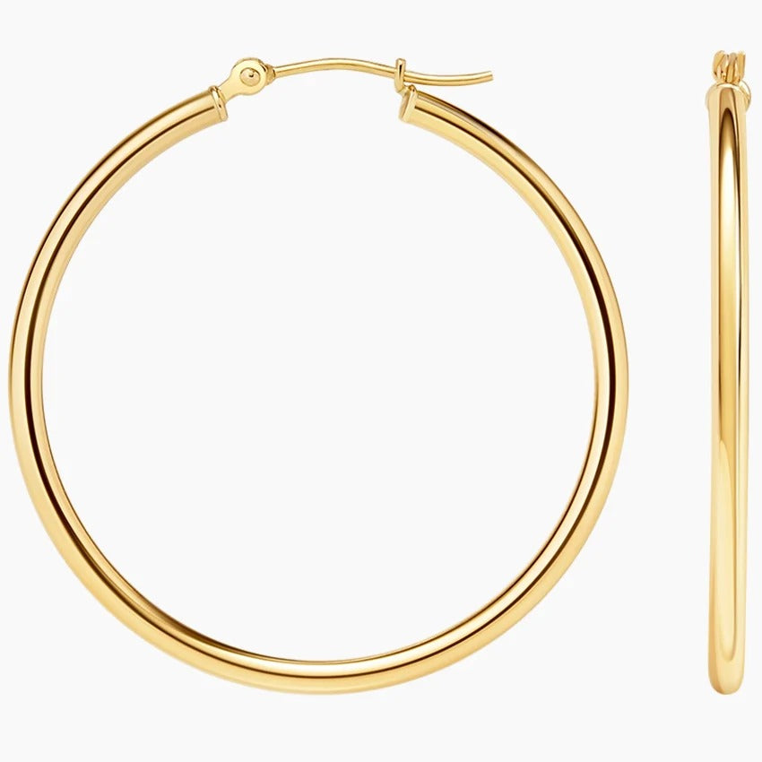 14K Gold Polished Large Hoop Earrings