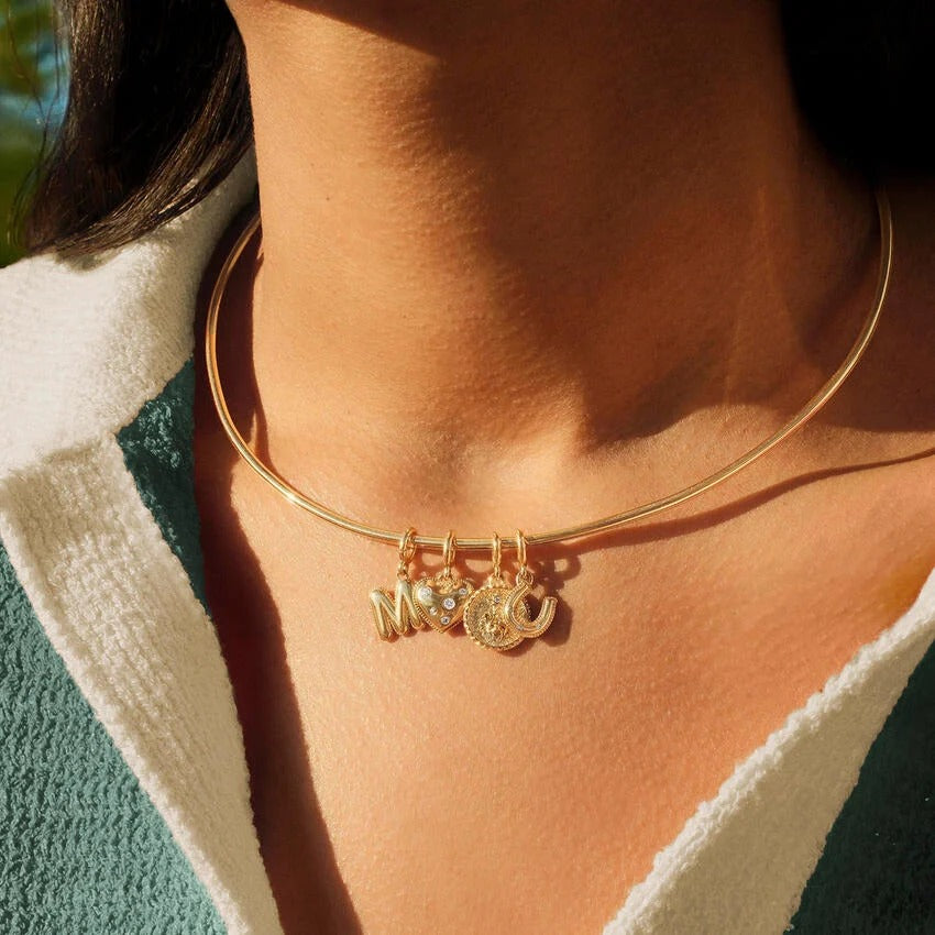 14K Gold Polka Dot Diamond Heart Charm