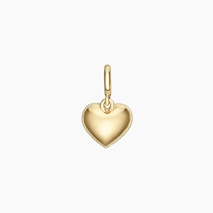 14K Gold Polka Dot Diamond Heart Charm