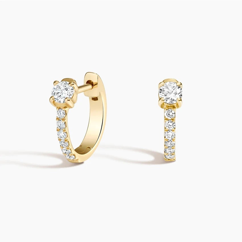 14K Gold Small Pavé Diamond Huggie Earrings