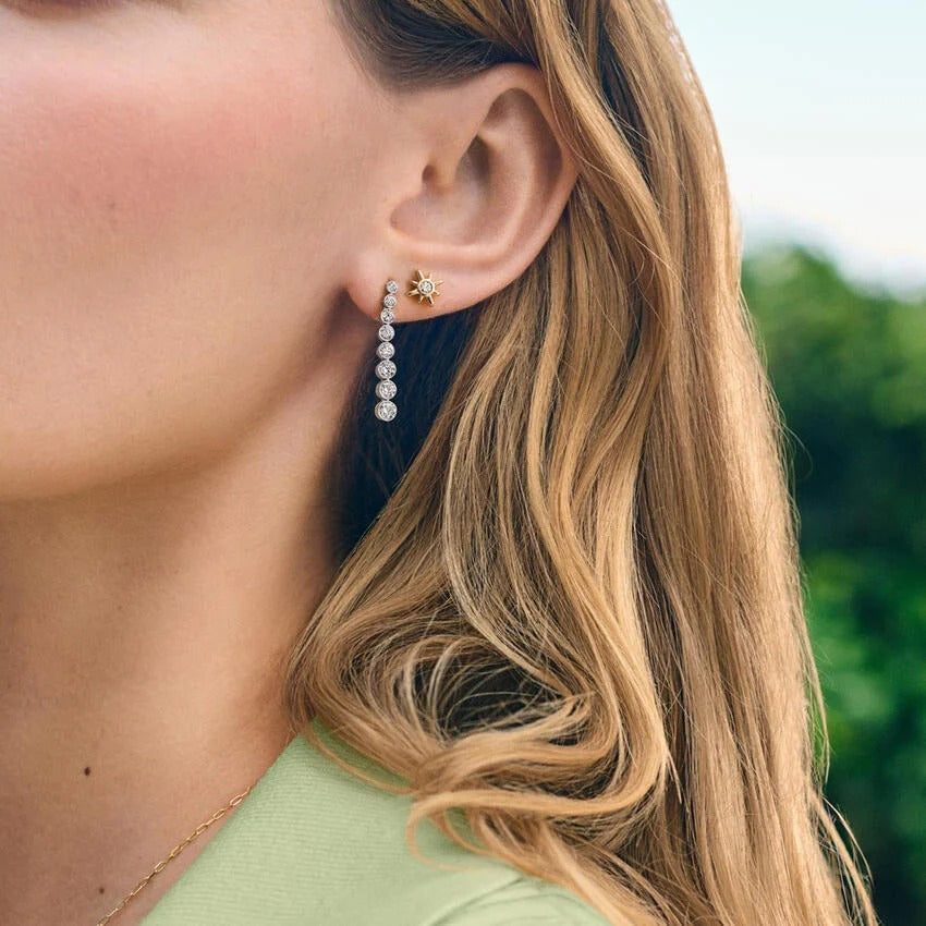 14K Gold Starburst Diamond Stud Earrings