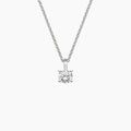 14K White Gold Four Prong Solitaire Diamond Pendant Necklace