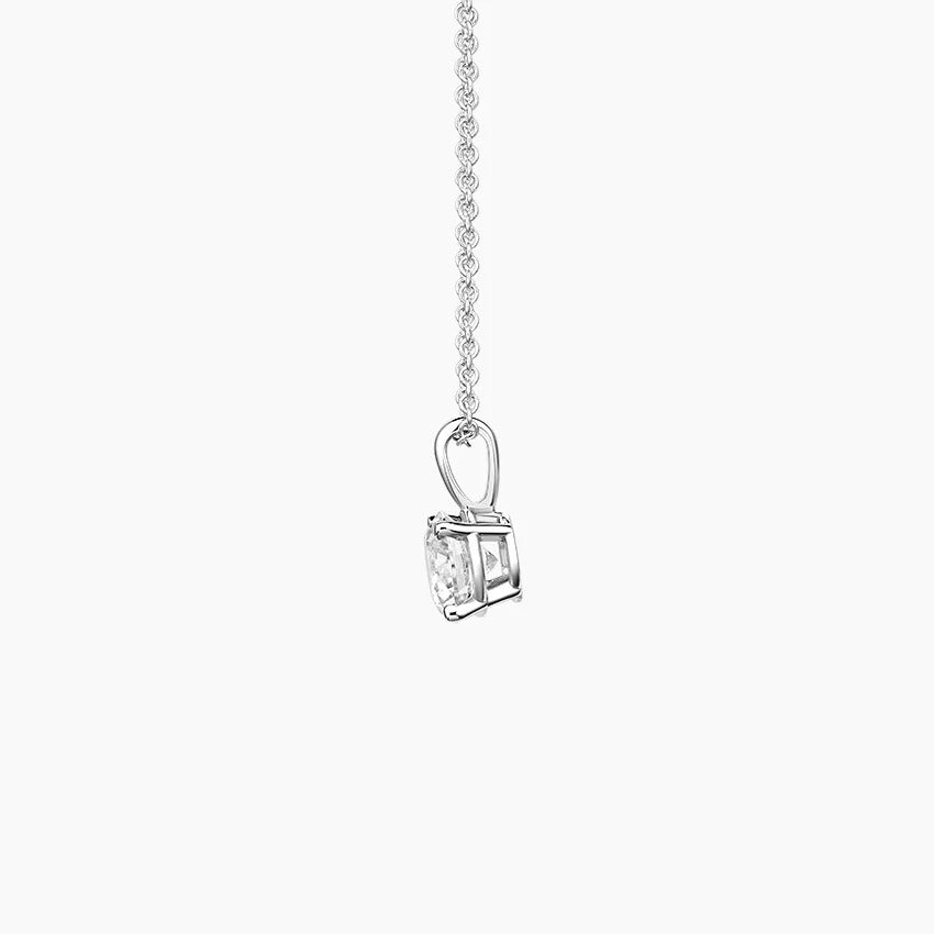 14K White Gold Four Prong Solitaire Diamond Pendant Necklace