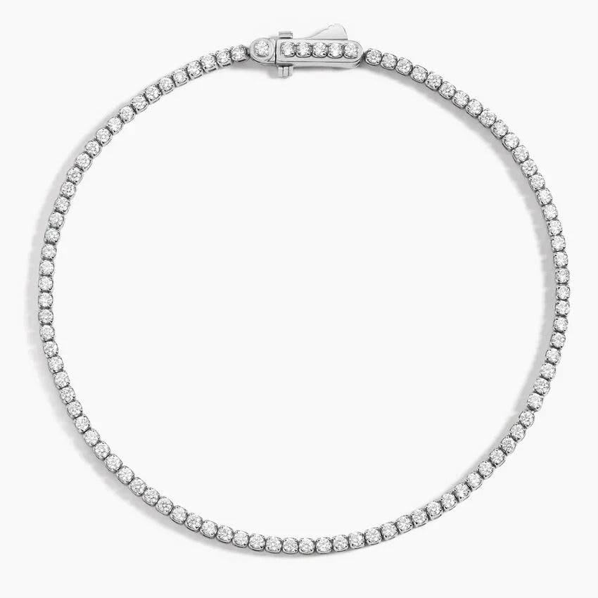 14K White Gold Round Diamond Tennis Bracelet