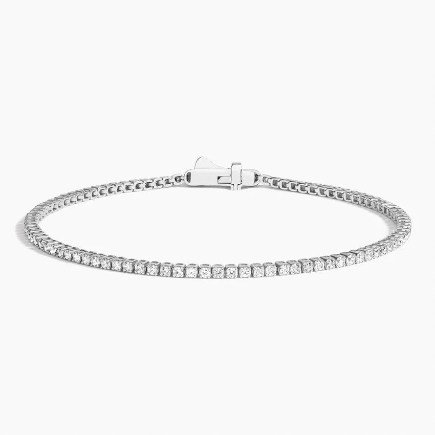 14K White Gold Round Diamond Tennis Bracelet