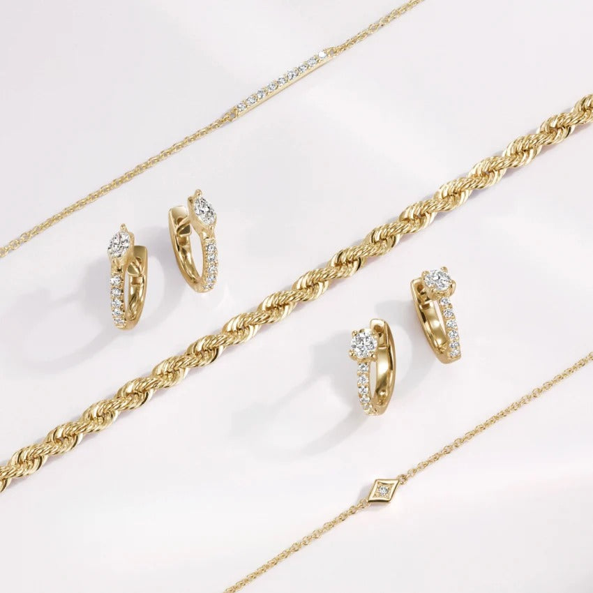 14K Gold Small Pavé Diamond Huggie Earrings